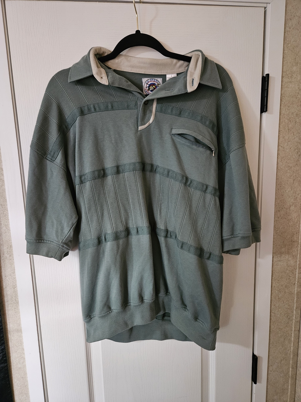 LD-Sport International Men's Sage Green Polo-Style Short Sleeve Shirt